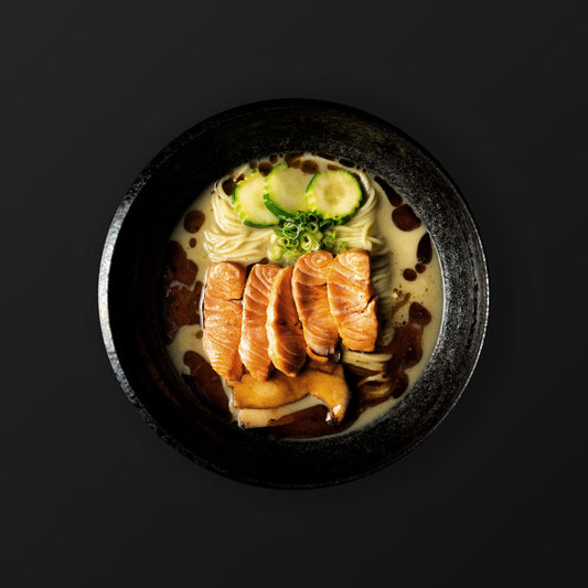 Creamy Umami Ramen - Grilled salmon