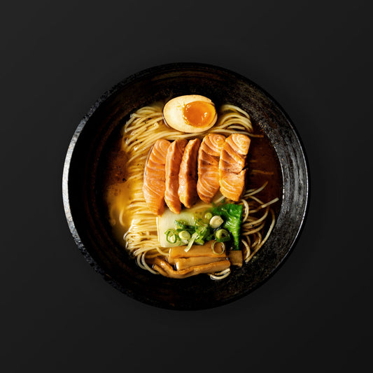 Shoyu Ramen - Grilled salmon - Black garlic flavor
